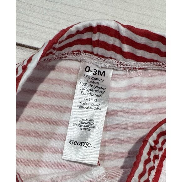 George Baby Red White Stripe Leggings Pants 0-3M Christmas Holiday Elf Costume - Picture 3 of 3